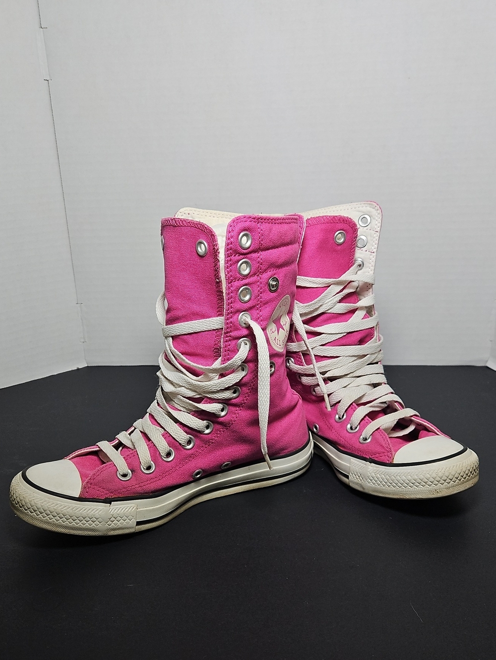 2004 Pink Converse Chuck Taylor All Star X-Hi snap fold-over high-top sneakers